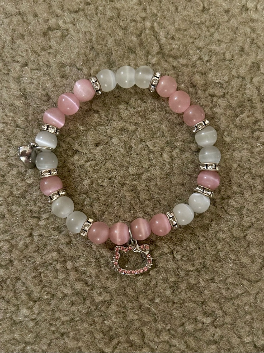 Hello Kitty Pink Beaded Stretchy Charm Bracelet